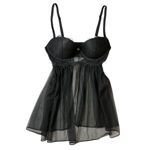 Victoria's Secret Black Lace Mesh Babydoll Women's Size 34B